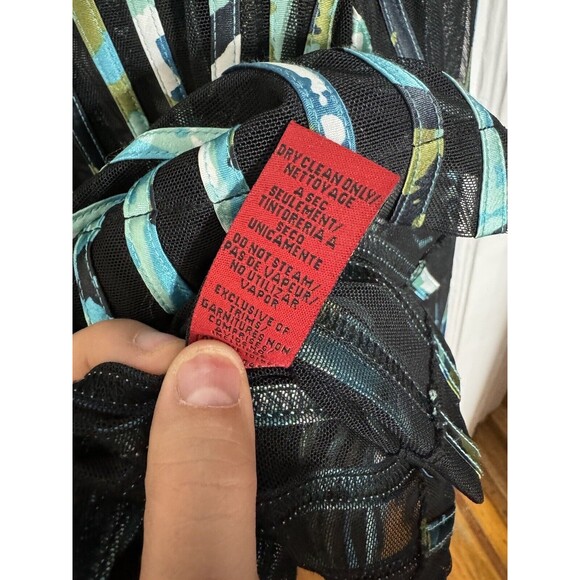 VTG‎ JS Collections Plus Sz 20 W Black Blue Mesh Stripe Zip up Top Shirt Blouse - Picture 6 of 7